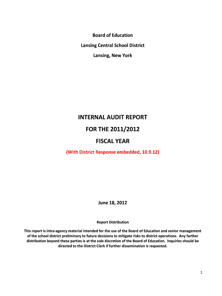 Fillable Online Board of Education Lansing Central School District