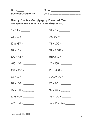 Math Homework Packet