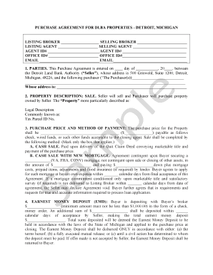 Detroit Land Bank Purchase Agreement