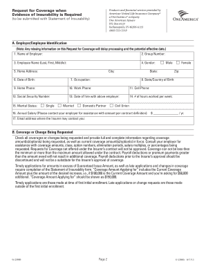 Group Insurance Evidence of Insurability Form