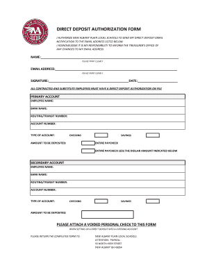 Direct Deposit Authorization Form