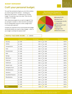 BUDGET WORKSHEET Craft your personal budget