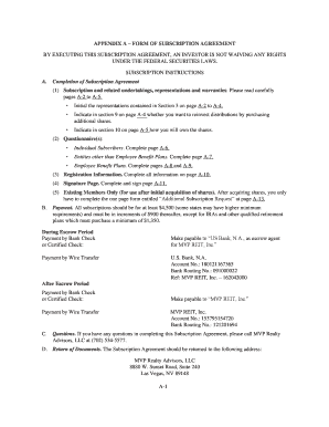 MVP REIT Subscription Agreement