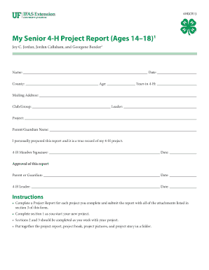 4-H Senior Project Report Form