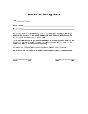 No Smoking Policy Notice