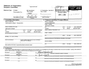 California Statement of Organization Form 410