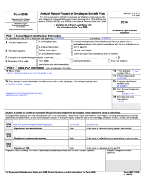 Form 5500 Annual Return/Report of Employee Benefit Plan
