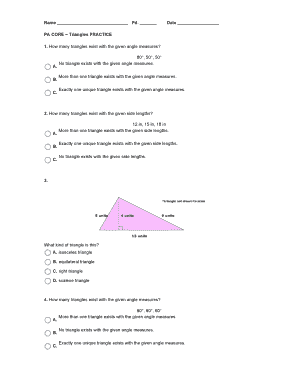 PA CORE Triangles Practice Worksheet
