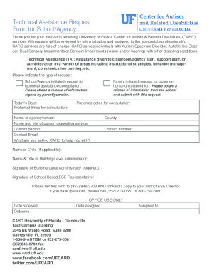 Technical Assistance Request Form for School Agency