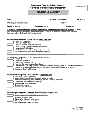 Florida Educator Professional Development Follow-Up Form