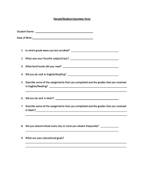 Parent/Student Interview Form