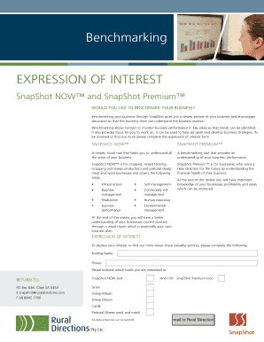 Expression of Interest for SnapShot Benchmarking Tools