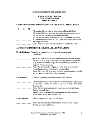 Diocese of Fresno Science Curriculum Guidelines