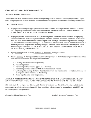 FIPG Third Party Vendor Checklist