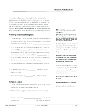 Photoshop Basics Worksheet