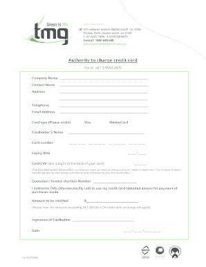 Credit Card Authorization Form