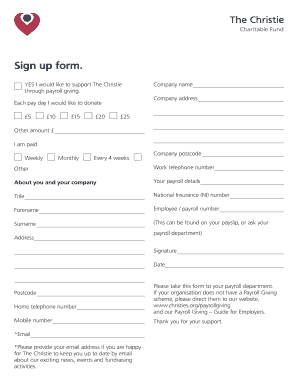 Payroll Giving Sign Up Form