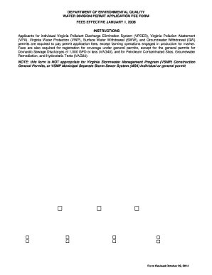 Virginia Water Permit Application Fee Form