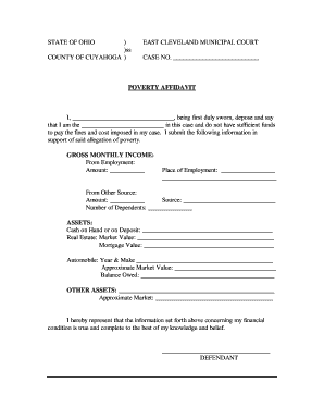 Ohio Poverty Affidavit