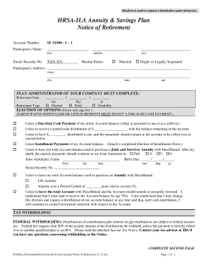 HRSA-ILA Annuity & Savings Plan Retirement Notice