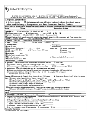 Postpartum and Post Cesarean Section Orders