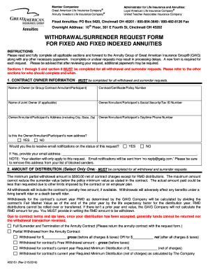 Withdrawal/Surrender Request Form for Fixed Annuities