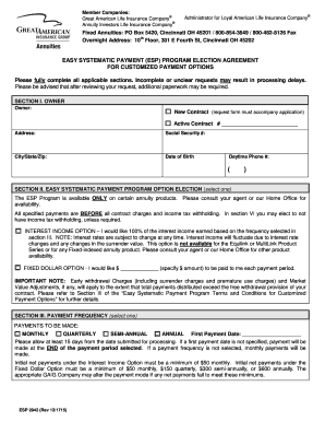Easy Systematic Payment Program Election Agreement