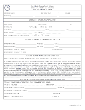 Florida High School Athletic Physical Form