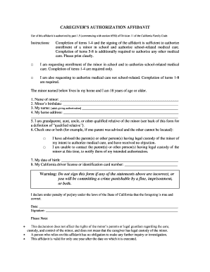 California Caregiver Authorization Affidavit
