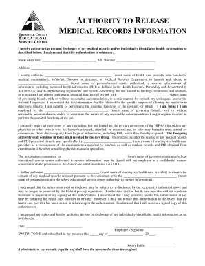 Medical Records Release Authorization