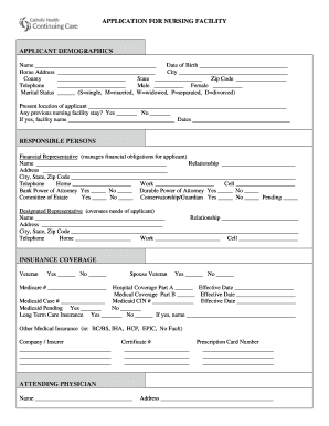 Nursing Facility Application Form