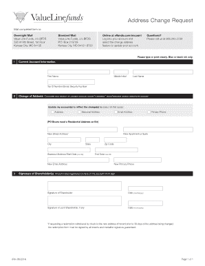 Value Line Funds Address Change Request