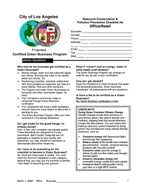 Green Business Certification Checklist
