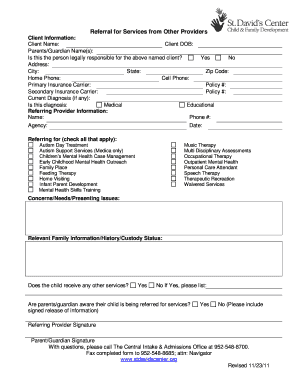 Referral for Services from Other Providers