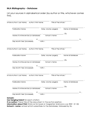 MLA Bibliography Form