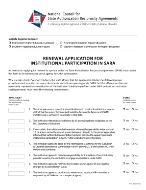 SARA Institutional Participation Renewal Application