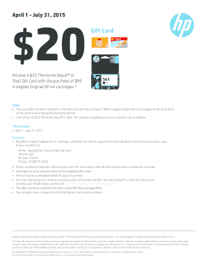 HP Ink Cartridges Mail-In Rebate Form