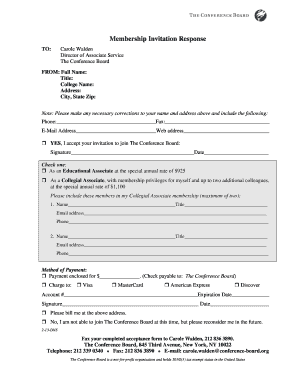 Membership Invitation Response Form