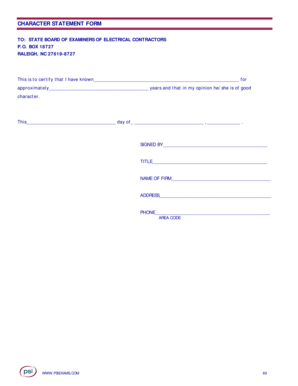 Character Statement Form