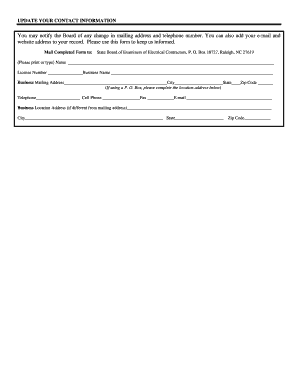 Update Contact Information Form