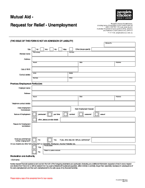 Mutual Aid Unemployment Relief Request