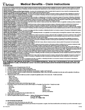 Aetna Medical Benefits Claim Form