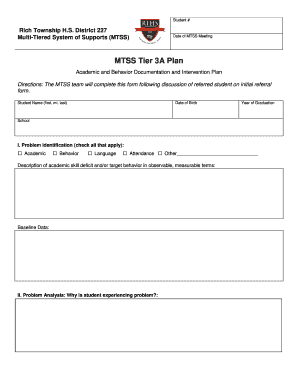 MTSS Tier 3A Plan - Rich Township High School District 227