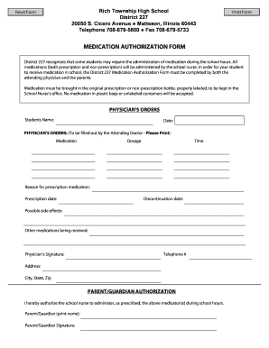Medication Authorization Form