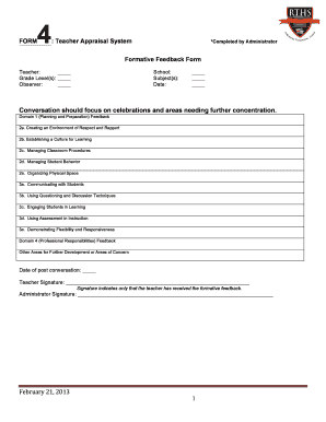 Teacher Appraisal Form