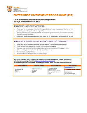 Enterprise Investment Programme Claim Form