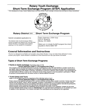 Rotary Youth Exchange STEP Application