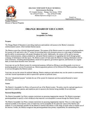 Orange Board of Education Internet Acceptable Use Policy