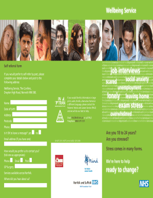 Self Referral Form for Wellbeing Service
