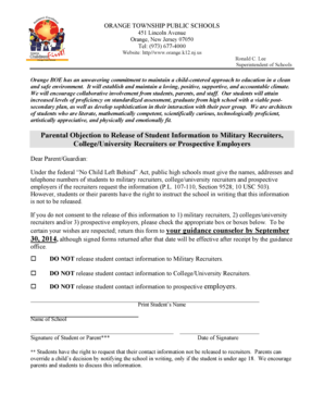 Parental Objection to Release of Student Information